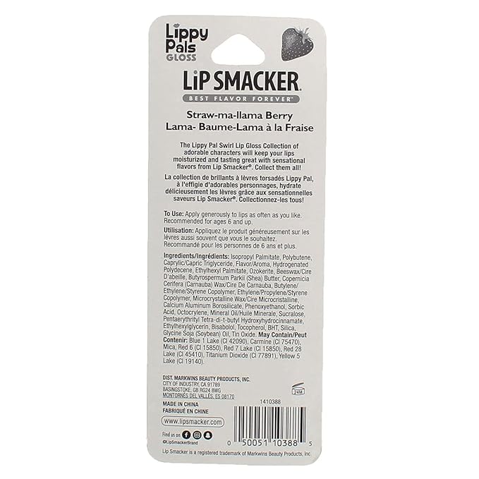 Lip Smacker Lippy Pals Swirls Llama, Flavored Moisturizing & Smoothing Soft Shine Lip Balm, Hydrating & Protecting Fun Tasty Glossy Finish, Cruelty-Free & Vegan - Straw-Ma-Llama Berry-VivaGrace Women