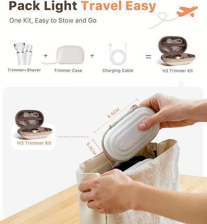 Mini Bikini Trimmer for Women - Intimate Pubic Hair Removal, Electric Body Groomer, Small Portable Wet/Dry Shaver, Magnetic Blade, USB-C Rechargeable with Travel Case, Easy to Clean (Black)-VivaGrace Women