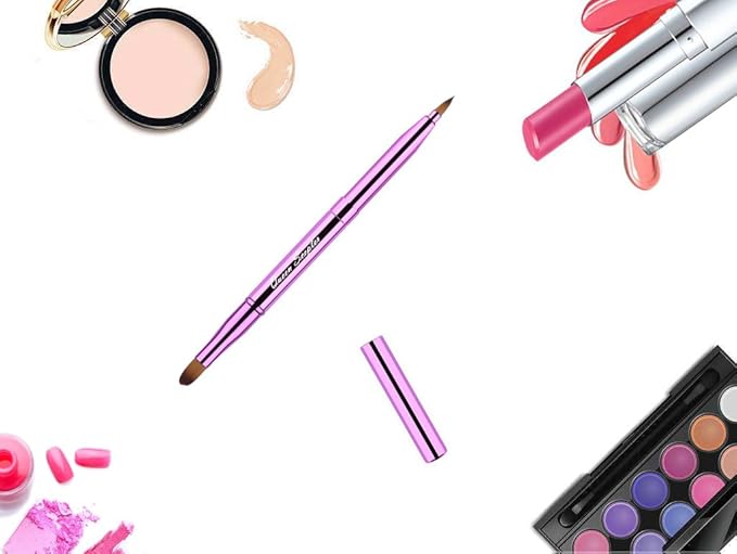 Cosmetic Brushes Lip Eye Double Sided Makeup Brush with Cap for Travel Retractable Lip Brush Eyebrow Brush Concealer Brush For Lipstick Portable Purple-VivaGrace Women