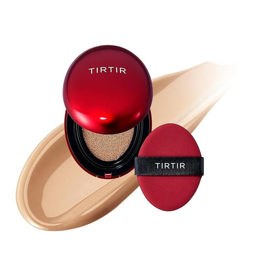 [*Mini Size*] TIRTIR Mask Fit Red Cushion Foundation | Full coverage, Weightless, Skin fit, Satin Glow Finish, Korean Makeup, beauty, Tattoo cover up, Buildable (#33N Macchiato, 0.15 Fl Oz)-VivaGrace Women