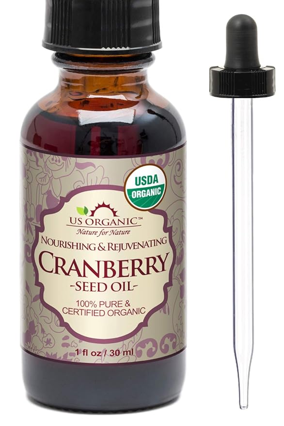 US Organic Cranberry Seed Oil, USDA Certified Organic,100% Pure & Natural, Cold Pressed Virgin, Unrefined in Amber Glass Bottle w/Glass Eyedropper for Easy Application (1 oz (30 ml))-VivaGrace Women