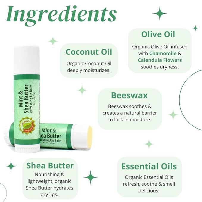 Intensive Hydration Lip Balm Set - All Natural Lip Balms & Moisturizers- Soothing Relief - Refreshing Flavors - Cruelty-Free (Mint)-VivaGrace Women