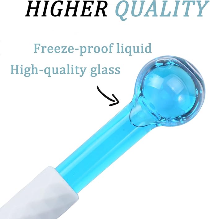 ICE GLOBES SMALL BALLS for Eyes, 2 PCS Blue Facial Globes for Massage Tool, Facial Roller Cold Skin Massagers, Tighten Skin, Reduce Puffiness and Dark Circles, Enhance Circulation-VivaGrace Women