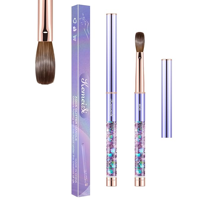 Acrylic Nail Brush Size #08, KEMEISI 100% Pure Kolinsky Nail Art Brushes Sturdy Handle Oval Shaped Acrylic Powder Nail Design Tools for Professional Manicure DIY Home Salon (Purple)-VivaGrace Women