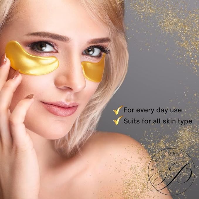 32 Pairs 24K Gold Under Eye Patches with 4 pieces of Lip Mask, Anti-Aging Eye Mask, Under Eye Mask Dark Circles and Puffiness, Wrinkles Patches with Hydrogel, Collagen Eye Pad-VivaGrace Women