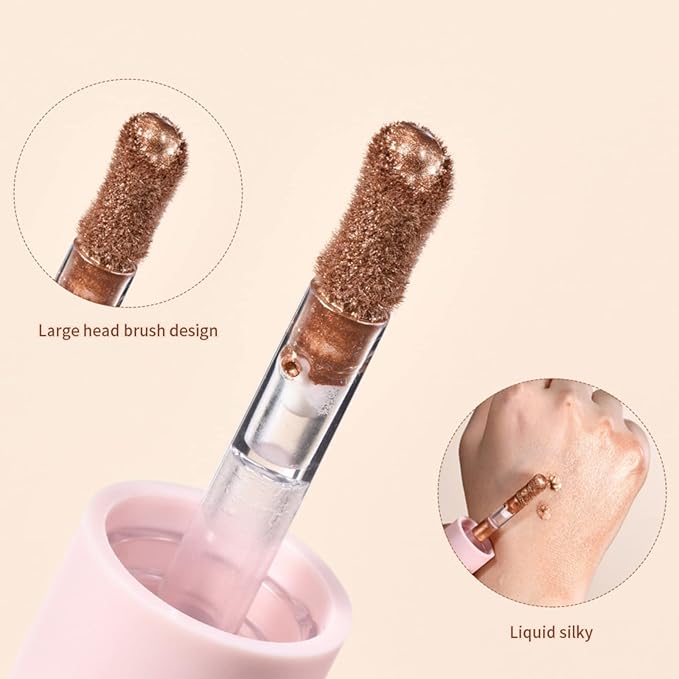Liquid Highlighter Natural Glow For Face & Body, Waterproof Moisturizing Light Liquid Luminizer For Long Lasting Shimmer, Contour Highlighter Stick Easy to Apply with Cushion Applicator (#4 Candlelight)-VivaGrace Women