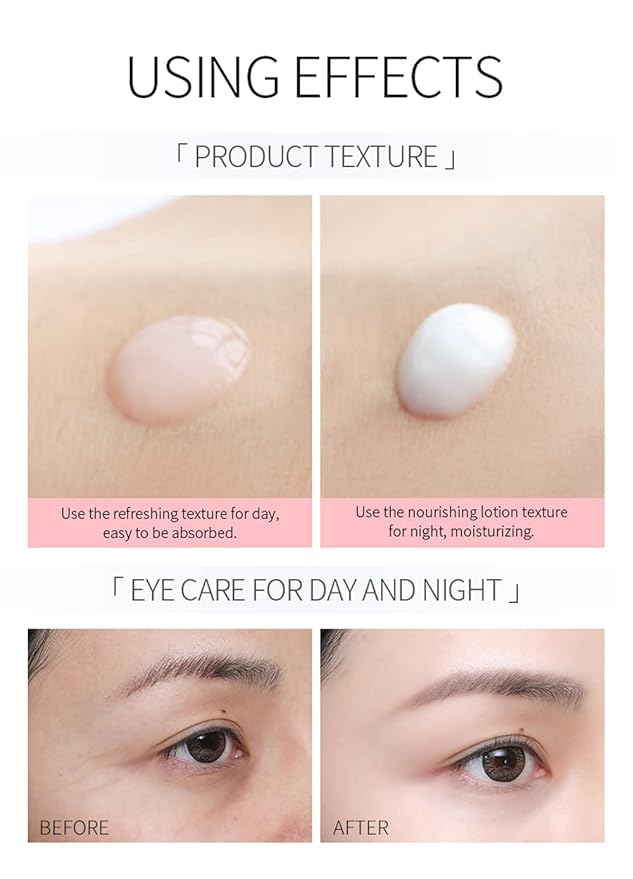 Rose Essential Oil Day and Night Eye Cream, Eye Cream for Dark Circles & Puffiness, Moisturizing Hydrating Fade Fine Lines Eye Bags Removal Dark Circles Firming Eye Skin For Women, Gift for Travel-VivaGrace Women