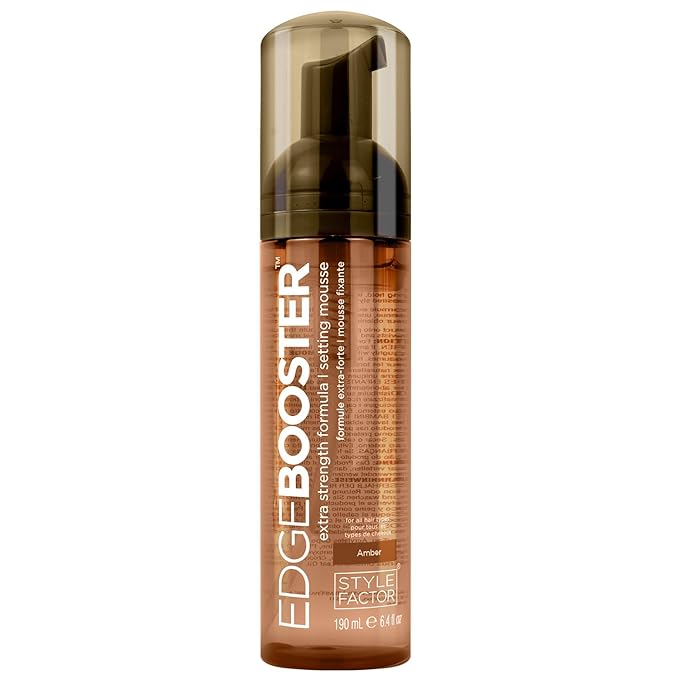Style Factor EDGE BOOSTER Extra Strength Setting Mousse – Frizz Control, Extra Volume, and Conditioning – 6.4oz Amber Mousse for Curly Hair-VivaGrace Women