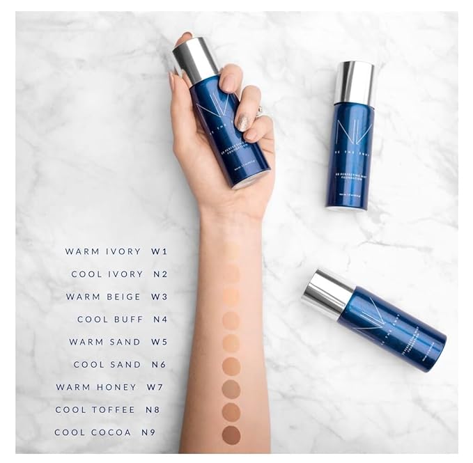 NV BB Perfecting Mist Foundation Buildable Coverage Professional Airbrush Makeup with Plant-based Stem Cell Polypeptides, Vitamins A, D, E and Aloe, 1.5 ounces, Warm Honey-VivaGrace Women