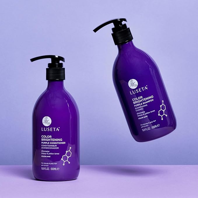 Luseta Purple Shampoo and Conditioner Set for Blonde, Gray - Color Treated Hair - Sulfate Free Paraben Free - Infused with Cocos Nucifera Oil for Curly and Damaged Hair - 2x16.9oz-VivaGrace Women