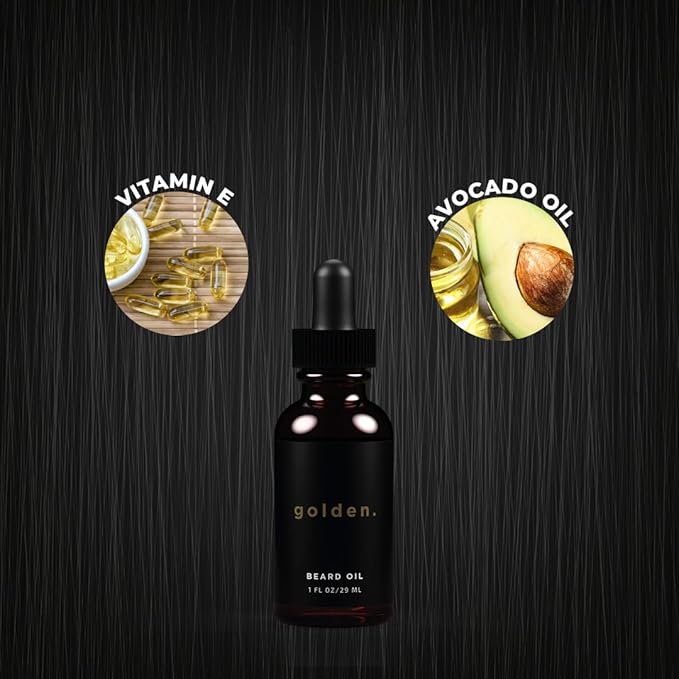 Golden Grooming Co. Beard Oil for Men - Nourishing & Organic Beard Moisturizer - Organic Oil for Beard Growth - All-Natural Formula with Vitamin E - Smooth and Soft Beard - 1 fl oz-VivaGrace Women