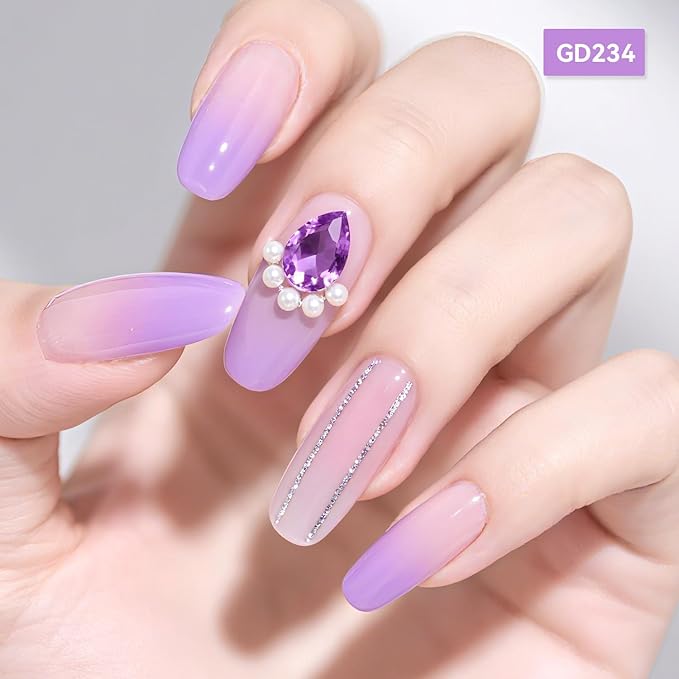 JODSONE Jelly Gel Nail Polish Set of 6 Colors Purple Set for Salon Manicures and DIY Nail Art at Home Need U V Cured Gift for Women-VivaGrace Women