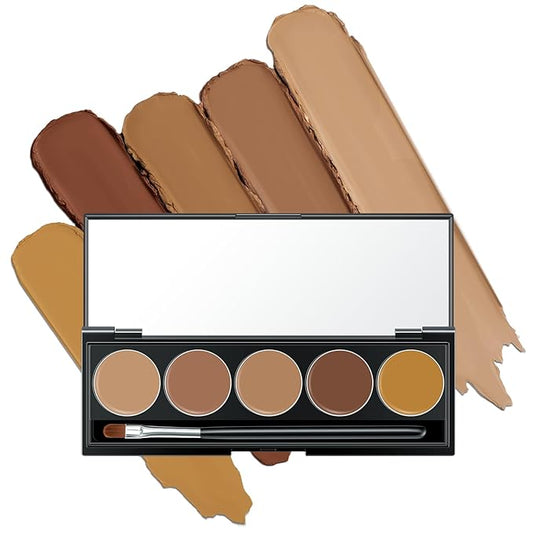 5 In 1 Multi-Use Correcting Concealer Palette,Waterproof Long Lasting Contour Palette,Professional Creamy Concealer Kit for Women,Easy to Create Full Coverage and Natural Finish.#3-VivaGrace Women