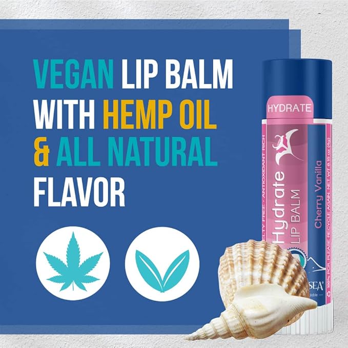 STREAM 2 SEA Cherry Vanilla Lip Balm, Reef Safe SPF 30 and Hydrate Organic Lip Balm Set, Moisturizing Indoor + Sun Protect Outdoor Lip Balm For Beach and Sports, Paraben Free Lip Moisturizer-VivaGrace Women