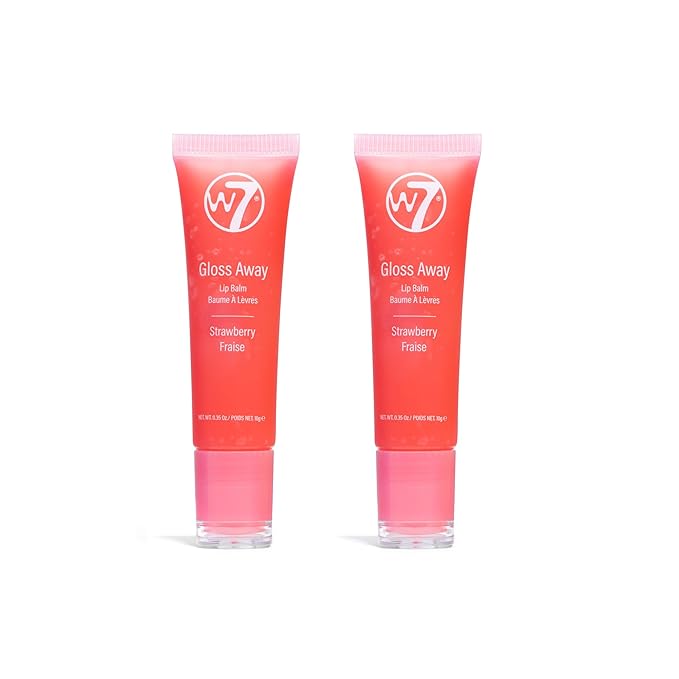 W7 Gloss Away Lip Balm - 2 Piece Set - Nourishing Lip Balm Formula With Shea Butter - Strawberry-VivaGrace Women