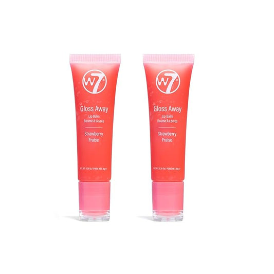 W7 Gloss Away Lip Balm - 2 Piece Set - Nourishing Lip Balm Formula With Shea Butter - Strawberry-VivaGrace Women