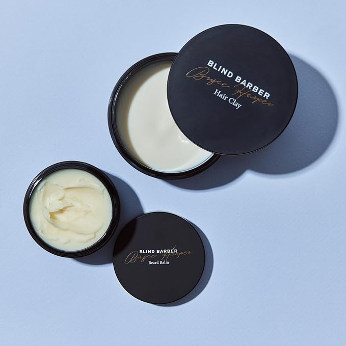 Blind Barber Bryce Harper Gift Set - Two Piece Men's Grooming Kit - Hair Clay + Beard Balm - Everyday Kaolin Clay Hair Pomade + Beard Care Kit for Men (2 Count)-VivaGrace Women