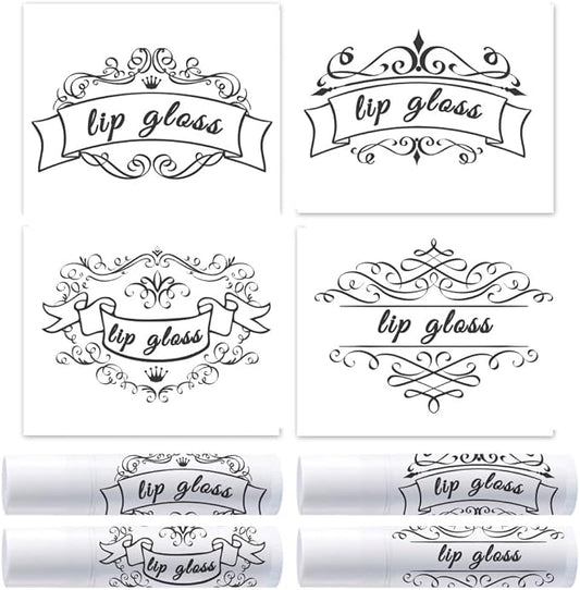 OLYCRAFT 100Pcs Self-Adhesive Lip Balm Tag Stickers 1.7x2.1 inch Vintage Damask Border Waterproof Adhesive Label with Word Lipstick Tag Sticker for Lip Balm Container Tubes Lipstick Wrapping Decor-VivaGrace Women