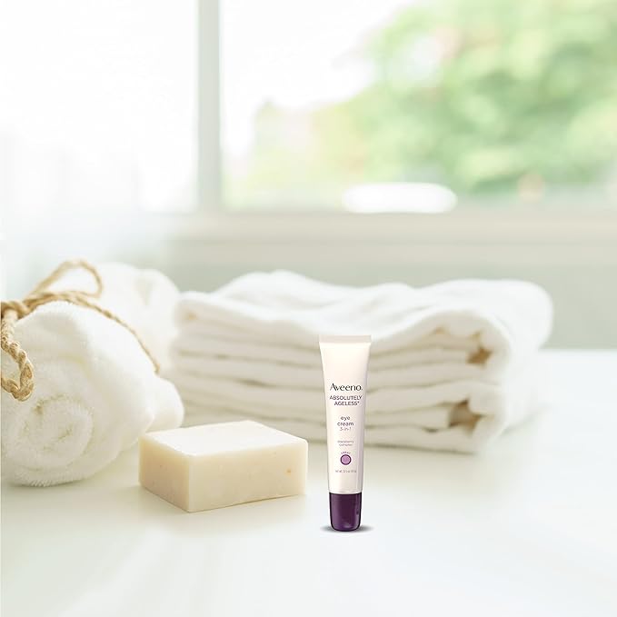 Aveeno Absolutely Ageless 3-in-1 Anti-Wrinkle Eye Cream for Fine Lines & Wrinkles, Crows Feet, & Under-Eye Puffiness, Antioxidant Blackberry Complex, Hypoallergenic, Non-Greasy, 0.5 oz-VivaGrace Women