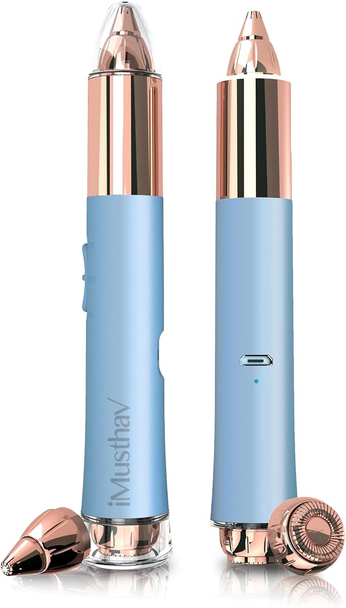 2 in 1 Flawless Eyebrow and Facial Hair Remover for Women Painless Electric Razor Epilator Trimmer Shaver with 18K Gold-Plated, USB Rechargeable, 360° LED for Eyebrow and Face Hair Removal-VivaGrace Women