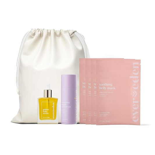 Evereden Nourishing Stretch Mark Cream, 4.0 fl oz. & Golden Belly Serum, 1.7 fl oz. & Soothing Belly Mask for Stretch Marks - 2nd/3rd Trimester Size, 4 pack | 3 Item Bundle Set | Pregnancy Skincare-VivaGrace Women