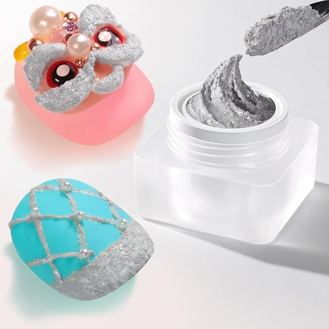 Double Rhythm 3D Nail Gel Solid Sculpting Gel for Nail Art Non-Sticky Hard Gel for Building Carving Molding Nail Extension Soak Off UV/LED Salon Home DIY 0.5 Oz (Gypsum Silver Gray)-VivaGrace Women