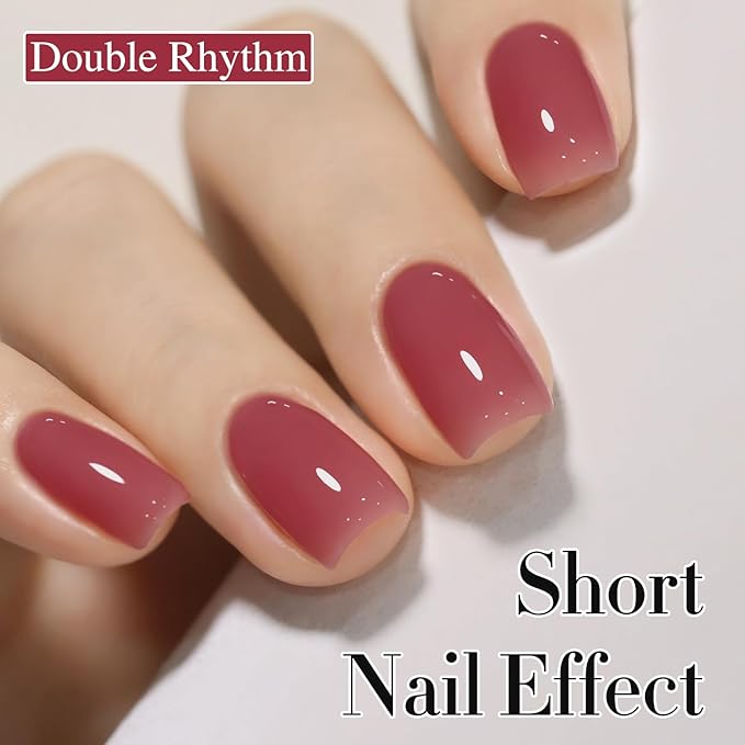 Double Rhythm 0.5Oz Gel Polish Translucent Sheer Neutral Natural Light Milky Same Color Same Bottle 15ML Jelly Gel Polish Art DIY at Home (Brown Purple-A1375)-VivaGrace Women