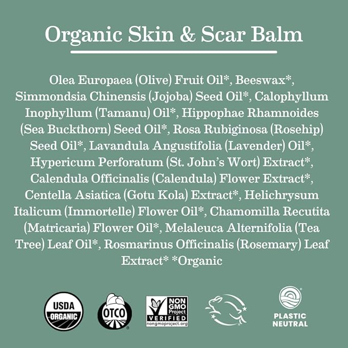 Earth Mama Organic Skin & Scar Balm |C-Section Recovery Skin Care, Pregnancy Stretch Mark Scar Cream with Organic Jojoba Oil, Tamanu Oil & Gotu Kola (2-Pack)-VivaGrace Women