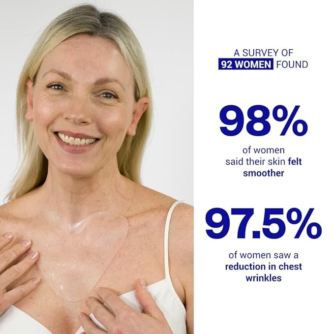 Wrinkles Schminkles Chest Wrinkle Patch & Cleanser Starter Pack - Set of Reusable Chest Silicone Wrinkle Patch + Patch Cleanser (2 oz) Maximise Uses - Smooth & Prevent Chest & Décolletage Wrinkles-VivaGrace Women