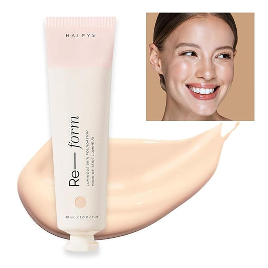 HALEYS Re-form Luminous Skin Foundation, VEGAN + CRUELTY-FREE, Blurs, Conceals, Blendable, Buildable Med-to-Full Coverage, Weightless, Oil-free, All-Day Wear, Hyaluronic Acid, All skin types (2.15)-VivaGrace Women