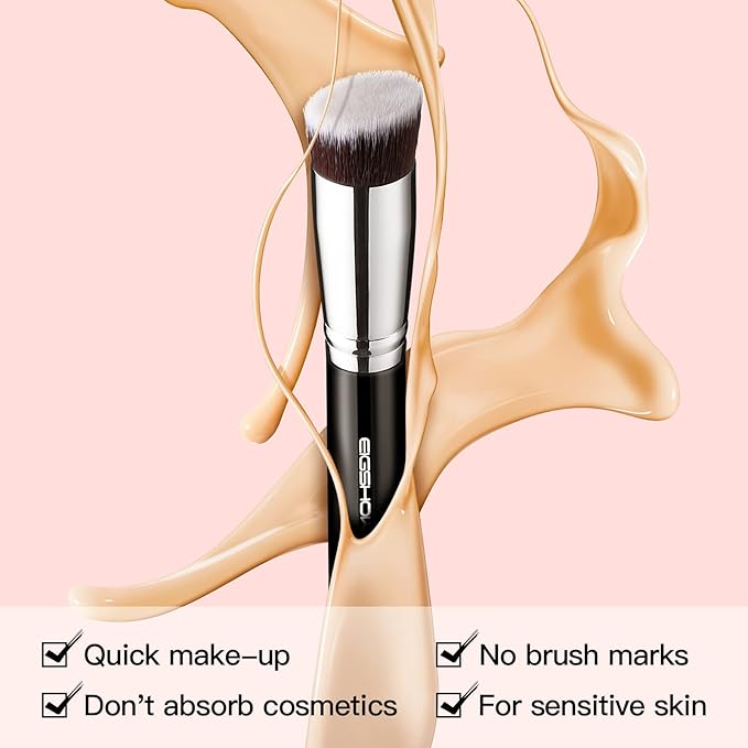 Flat Top Kabuki Foundation Brush, EIGSHOW Premium Makeup Brush for Liquid, Cream, and Powder - Blending, Buffing, Stippling, Flawless Application (F624)-VivaGrace Women