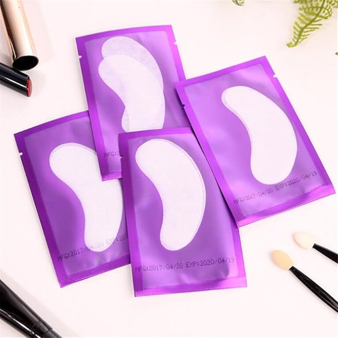 100 Pairs Set，Eye Gel Patches,Under Eye Pads Lint Free Lash Extension Eye Gel Patches for Eyelash Extension (purple)-VivaGrace Women