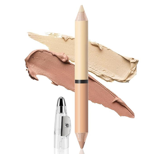 2 in 1 Cream Bronzer and Highlighter Stick,Cream Dual-Ended Highlight Contour Stick,Long Lasting & Waterproof Face Brighten Make up Pen-VivaGrace Women