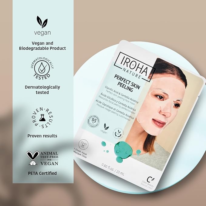 IROHA NATURE Glycolic Acid Peeling Face Mask (Pack of 5) | Skin Perfecting for a Radiant & Smooth Look | Instant Regeneration in Just 15 Minutes | Clean Beauty | 100% Vegan-VivaGrace Women