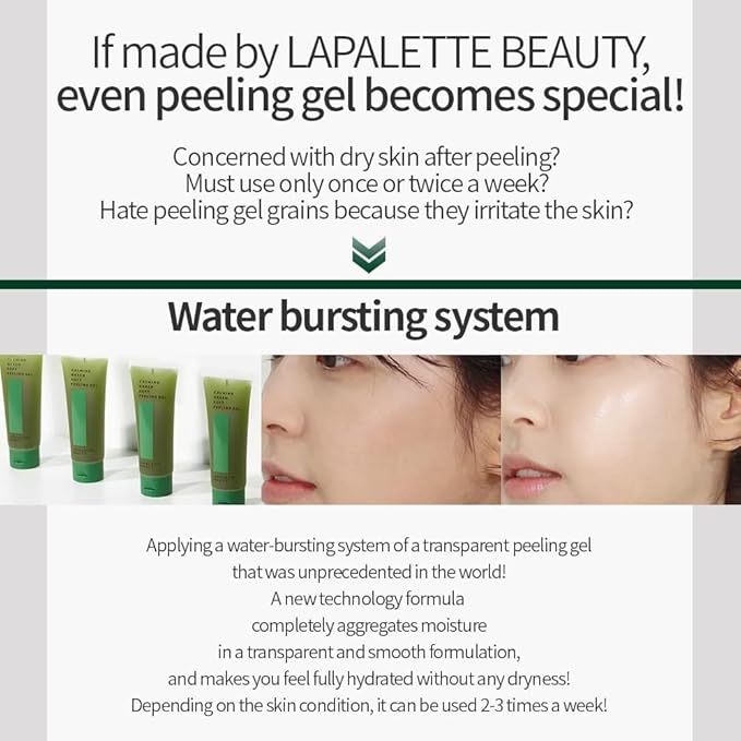 beauty Calming Green Soft Peeling Gel. Mild, Waterful Cleanser, 100ml / 3.38 fl. oz. / Hydration, Exfoliating, Deep Cleansing, Glowing, Cruelty-Free, Paraben-Free, Korean Skin Care