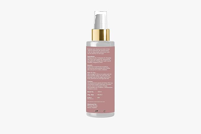 Stretch Care Oil to Minimize Stretch Marks & Even Out Skin Tone with Rosehip Calendula & Sea Buckthorn Oils No Parabens, Silicones, Mineral Oil-VivaGrace Women