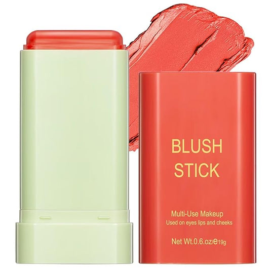 Multi-Use Makeup Blush Stick,Beauty Solid Moisturizer Stick,Waterproof Natural Nude Makeup,Tinted Solid Moisturizer Stick for Eyes Lips Cheek(3#coral orange)-VivaGrace Women