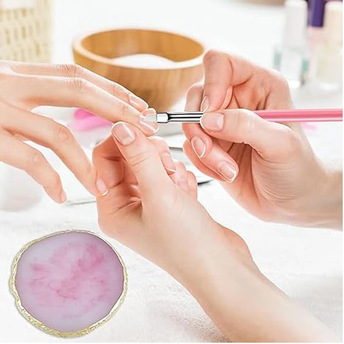 Nail Art Tools 22-piece Set, Resin Nail Art Palette, 2-way Acrylic Silicone Engraving Pen Dotting Pen Tools Nail Art Kit for Nail Art DIY Home Salon Makeup Display Board, pink-VivaGrace Women