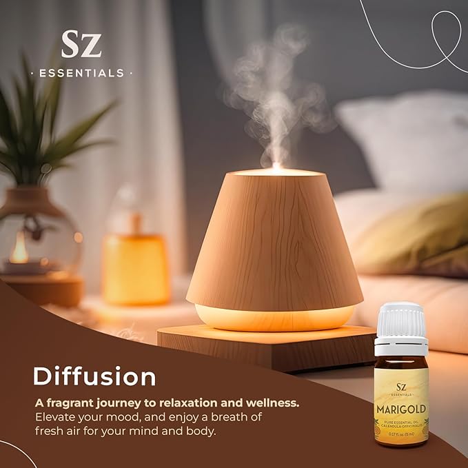 Marigold Essential Oil - aka. Calendula Officinalis - 100% Pure and Undiluted - Unlock The Precious Aroma of Real Marigold - Therapeutic Grade & Versatile Usage - 0.17oz-VivaGrace Women