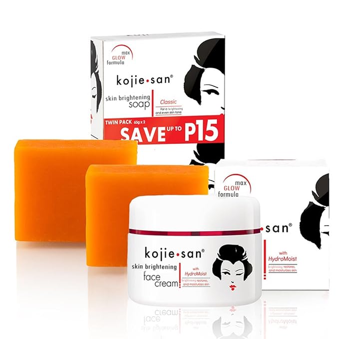 Kojie San Skin and Body Soap 2 Piece Set – Original Kojic Acid, Dark Spot Remover Soap Bar with Coconut & Tea Tree Oil – 65g x 2 Bars & 30g Face Cream-VivaGrace Women