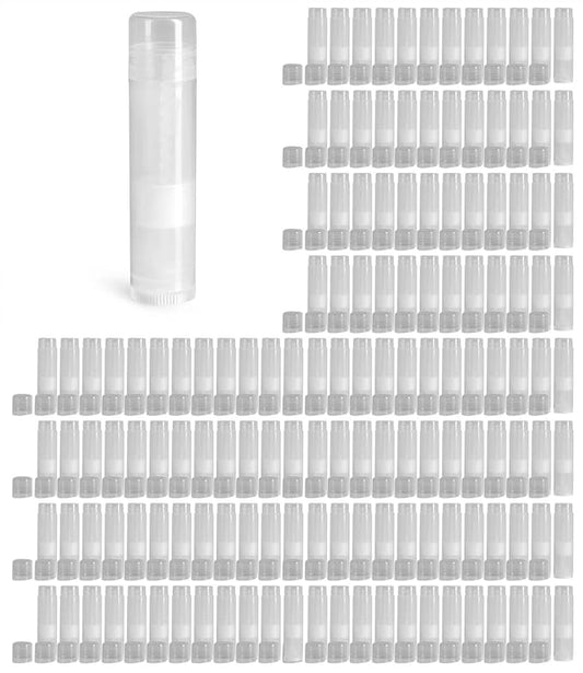 144 Natural Plastic Empty Lip Balm Tubes with Natural Friction Fit Caps by SKS Bottle & Packaging, 0.15 oz tubes - Bulk Lip Balm Containers for DIY Lip Care, Lip Balm Making, and Lip Balm Crafting-VivaGrace Women