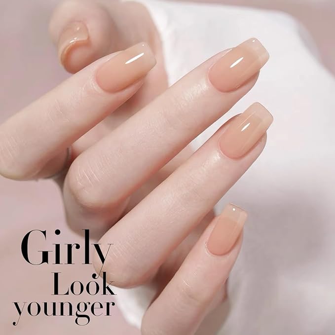 Double Rhythm 0.5Oz Translucent Gel Polish Sheer Neutral Natural Light Milky Same Color Same Bottle 15ML Jelly Gel Polish Art DIY at Home (Milky Nude-A1358)-VivaGrace Women