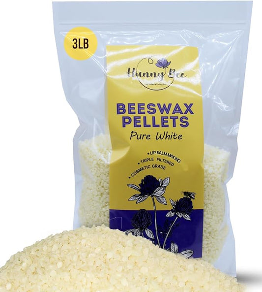 HUNNYBEE Beeswax Pellets 3LB, 100% Pure Bees Wax for DIY Candles, Skin, Body Cream, Face, and Hair Care, Lotions Deodorant, Lip Balm and Soap Making (Pure White, 3 lbs)-VivaGrace Women