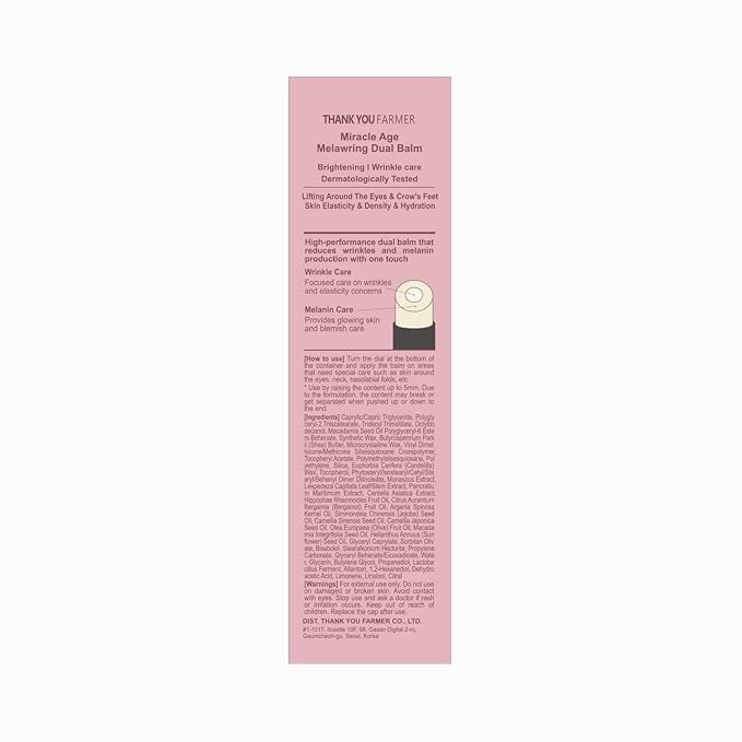 THANKYOU FARMER Miracle Age Melawring Dual Balm, Korean Eye Cream for Face, Fast-absorbing Anti Wrinkle Balm Stick, Crows Feet Eye treatment Product, Fine Lines Lifting, 0.35oz-VivaGrace Women