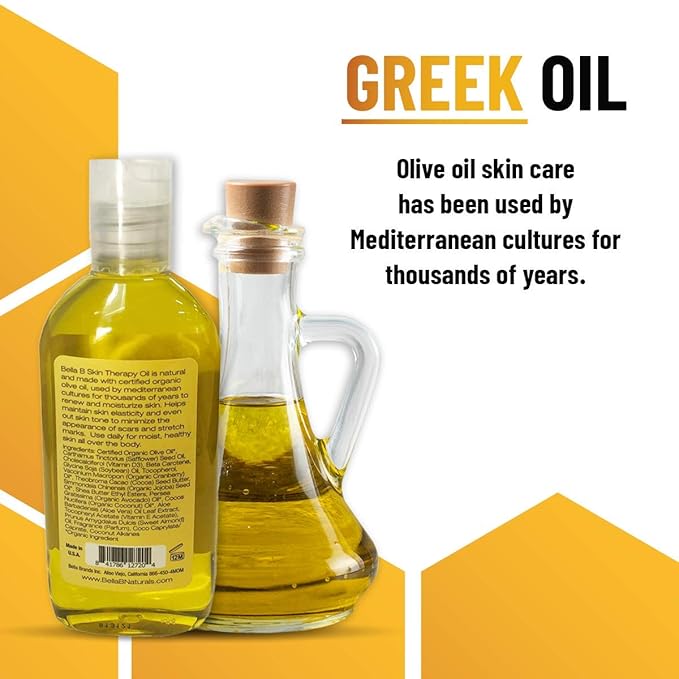 Bella B Organic Olive Oil 4.5 oz - Pregnancy Stretch Mark Prevention Oil - Made with Organic Olive Oil - Maintains Skin Elasticity to Reduce Scars and Stretch Marks - Use Daily for Healthy Skin-VivaGrace Women