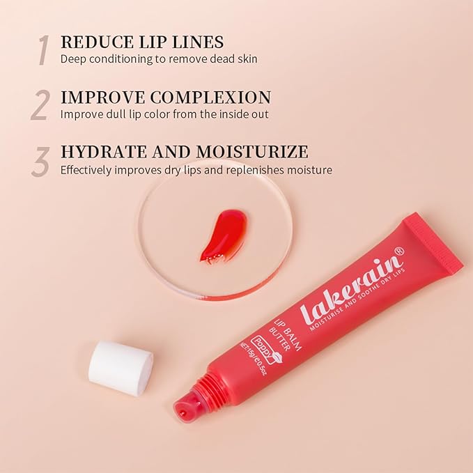 Lip Glowy Balm Butter Lip Balm Plumps Moisturizing Hydrating Lip Mask Repair Moisturizer Lips Care Lip Treatment for Dry Cracked Lip, Glossy Finish, Vegan Tinted Lip Balm Chapstick (#6 Pink Sugar)-VivaGrace Women
