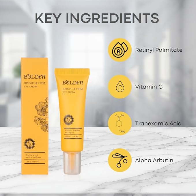 BOLDEN Bright & Firm Eye Cream | Under Eye Cream for Dark Circles & Puffiness | Hydrates and Improves Wrinkles | Fragrance Free | 0.5 Fl Oz-VivaGrace Women