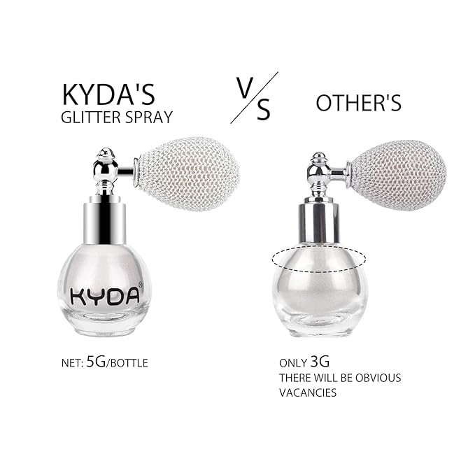 KYDA Highlighter Powder Spray, Glitter High Gloss Spray Shimmer Sparkle Powder Makeup Spray, for Face Body Cosmetic-Pearl White-VivaGrace Women