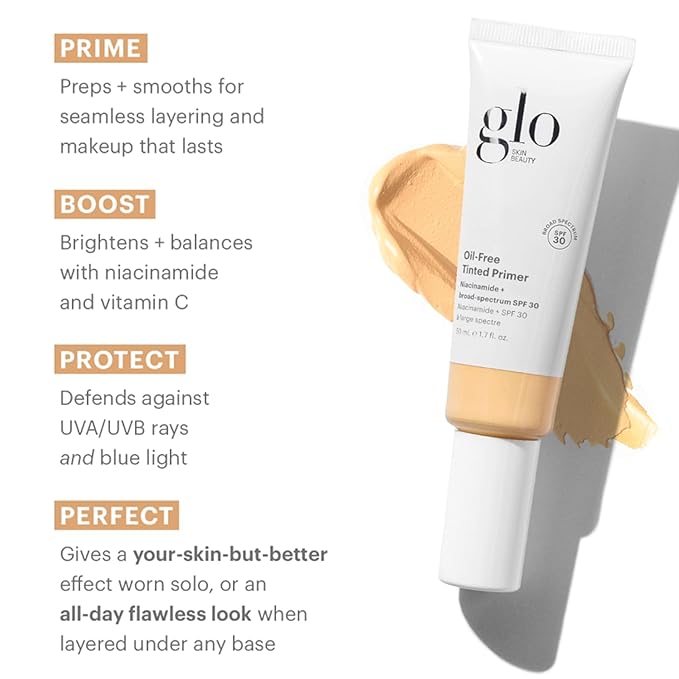 Glo Skin Beauty Oil-Free Tinted Primer SPF 30, (Light Medium), 1.7 oz - Mineral Makeup for Face, 4-in-1 Foundation Primer, Sheer Coverage, Skincare & Sunscreen With Broad Spectrum UVA/UVB Protection-VivaGrace Women