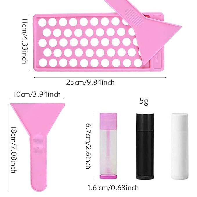 RONRONS Pink Lip Balm Crafting Kit, Professional Lipsticks Filling Tray with 50 Small Holes and Spatula, Easy to Fill 50 Pieces Lipstick Tubes Containers for Business Gifts-VivaGrace Women
